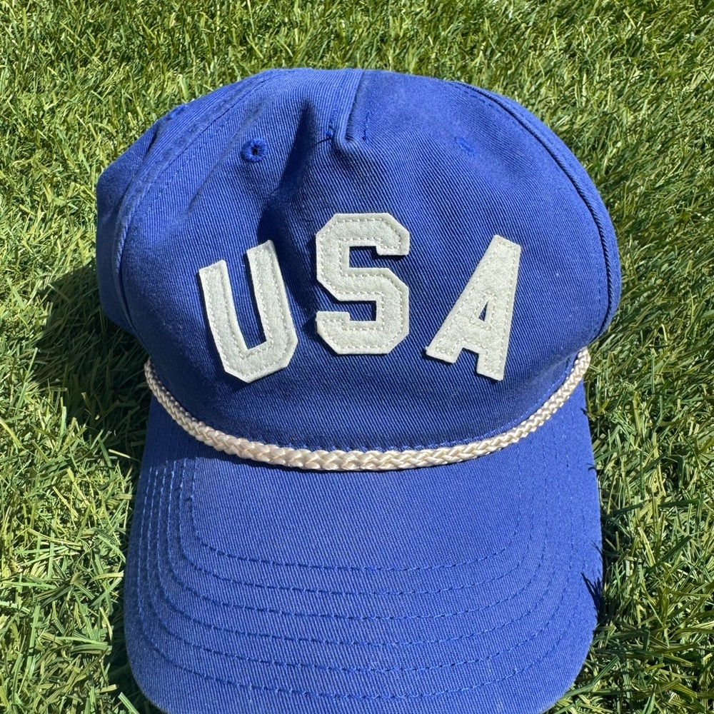 Mighty Fine Royal Blue USA Cap with White Rope Trim